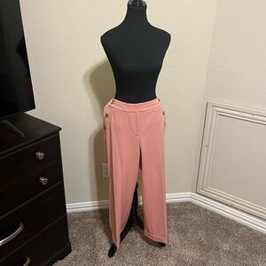 LOFT Pink Wide-Leg Capris with High-Waisted Fit